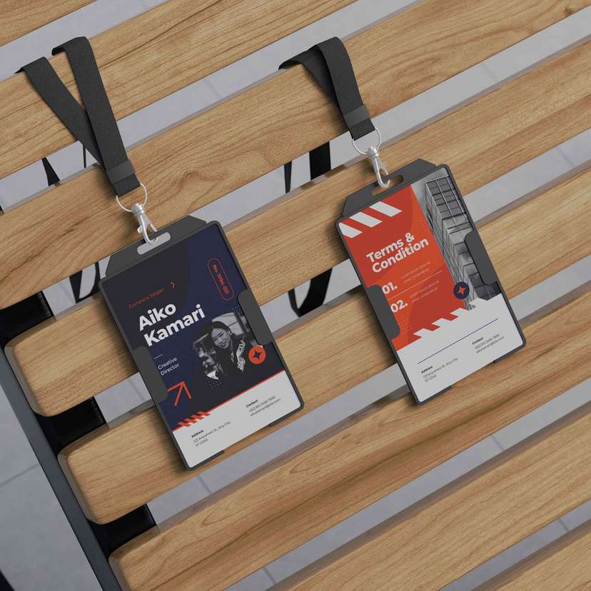 ID Card Karyawan Perusahaan Tema Hitam Putih Aksen Orange - Image 1