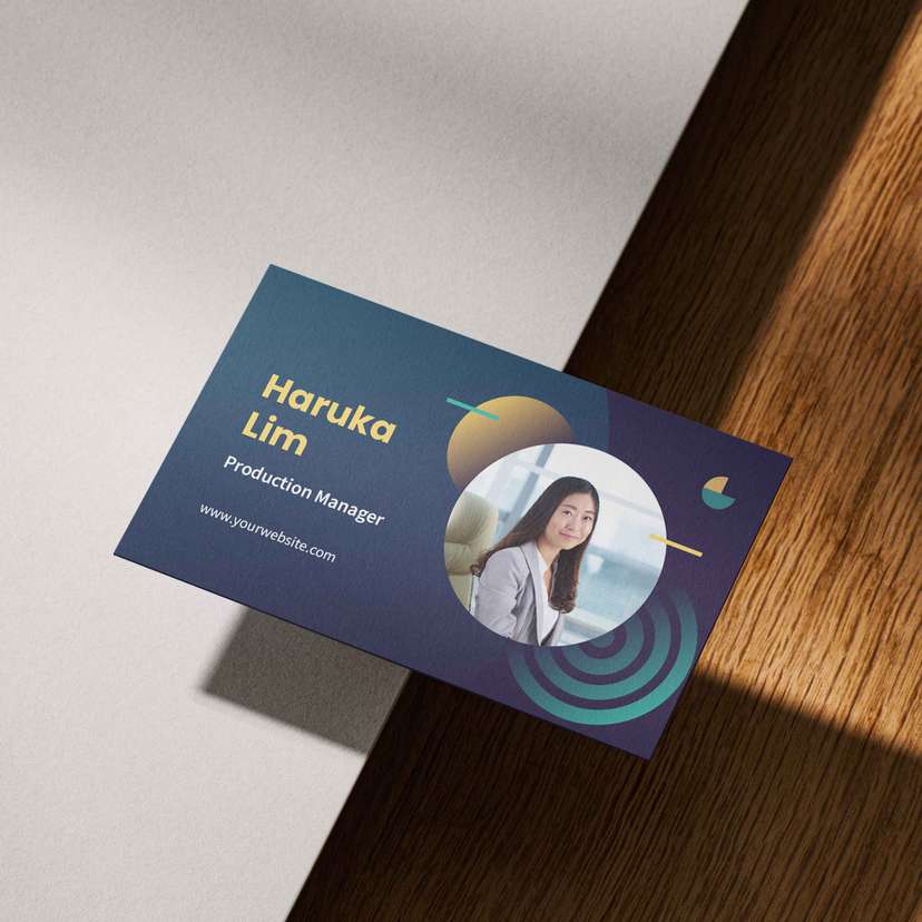 Kartu Nama Karyawan Perusahaan Tema Gradasi Ungu dan Hijau Toska - Image 2