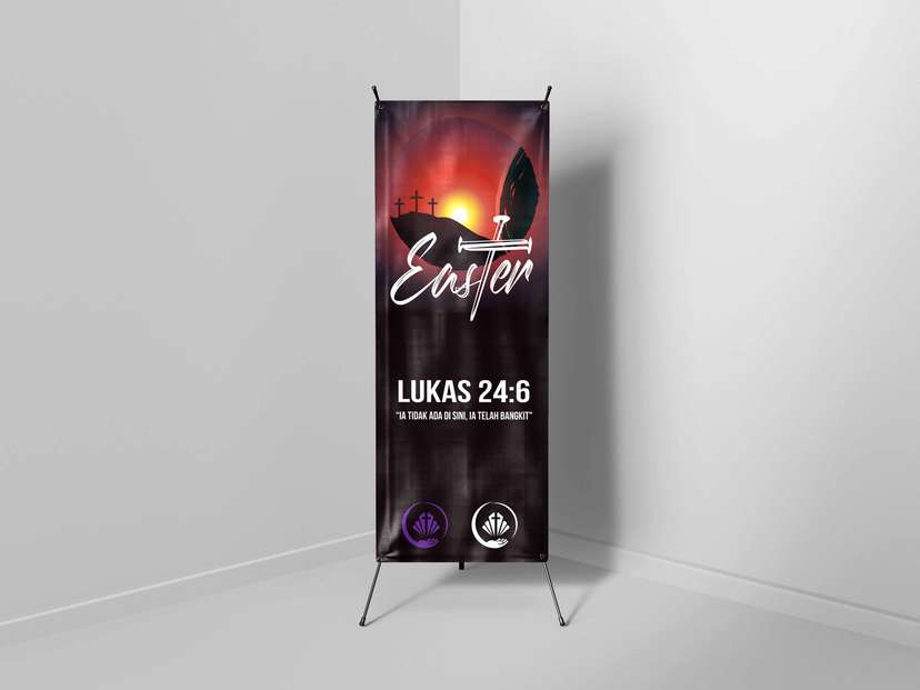 X Banner Paskah Warna Gelap - Image 1
