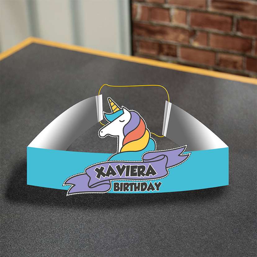 Topi Ulang Tahun Anak Tema Unicorn – Nama Custom - Image 1