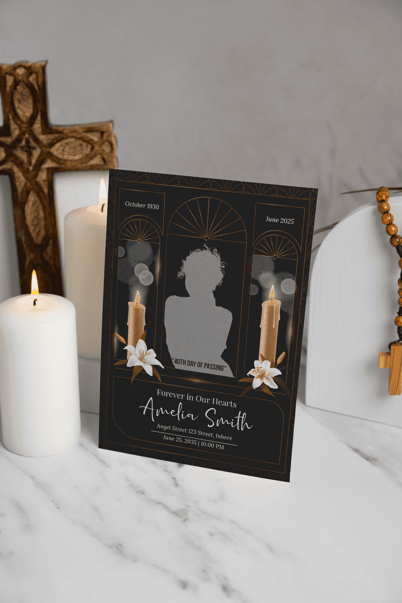 Undangan Duka 40 Hari Meninggal Warna Cokelat - Image 1