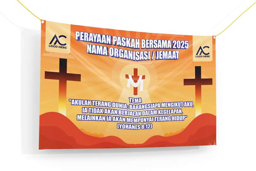 Banner Paskah Dengan Nuansa Orange Kuning  - Image 1