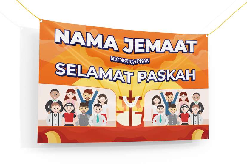 Banner Paskah Dengan Tema Warna Orange Dengan Foto - Image 1