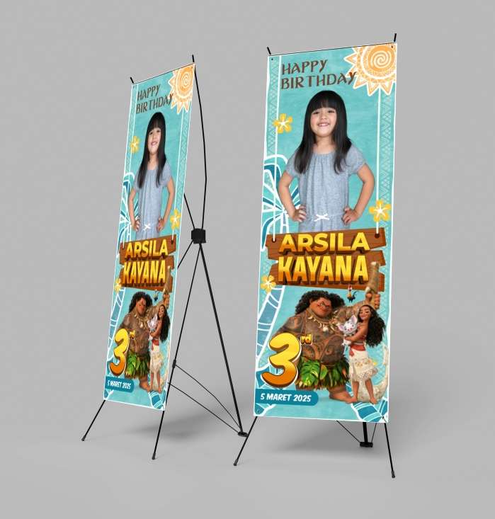 Banner Ulang Tahun Tema Moana Biru Muda - Image 1
