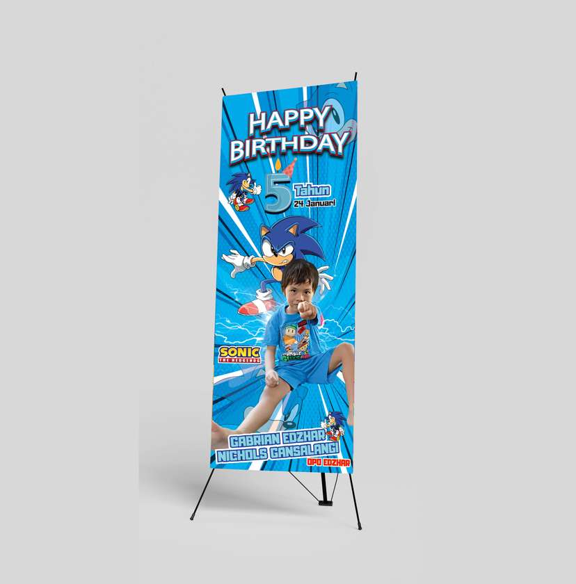X banner ulang tahun tema zonic - Image 1