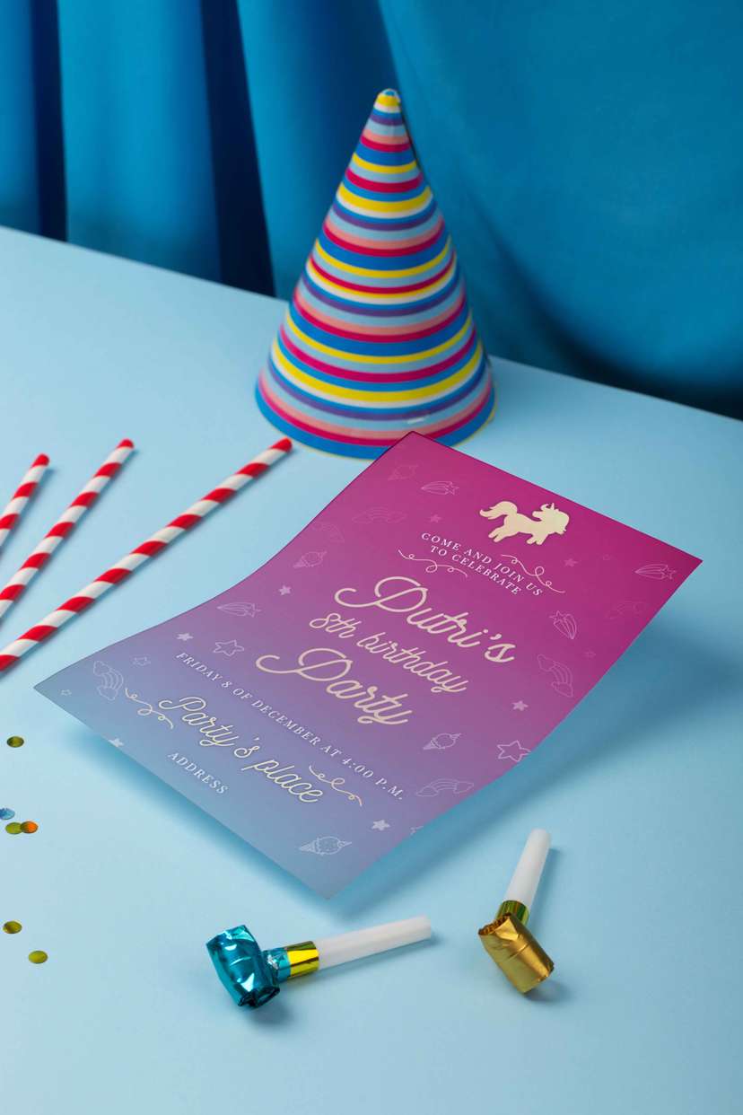 Undangan Ulang Tahun Anak Tema Unicorn Pastel - Image 1
