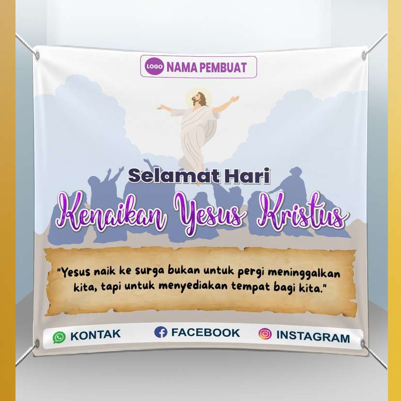 Baliho Kenaikan Yesus Kristus Tulisan Ungu - Image 1