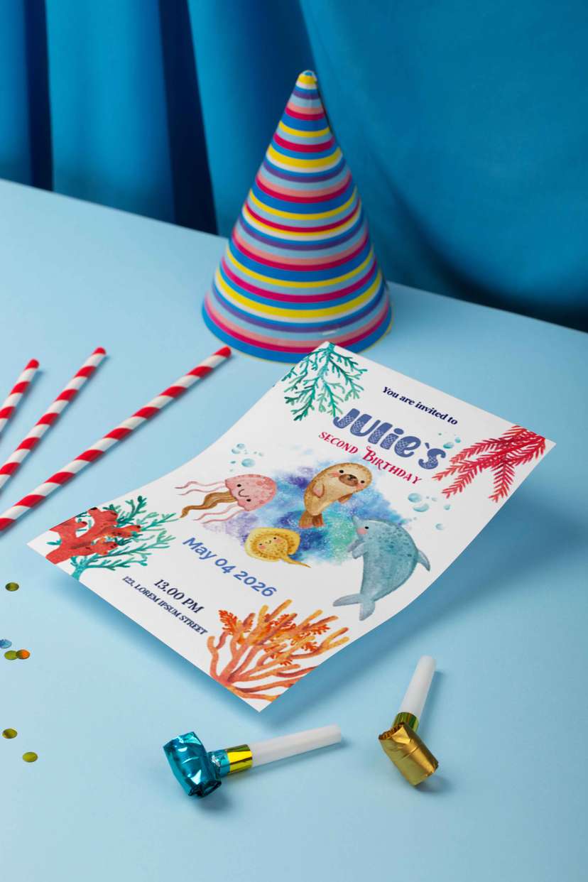 Undangan Ulang Tahun Anak Tema Laut - Image 1