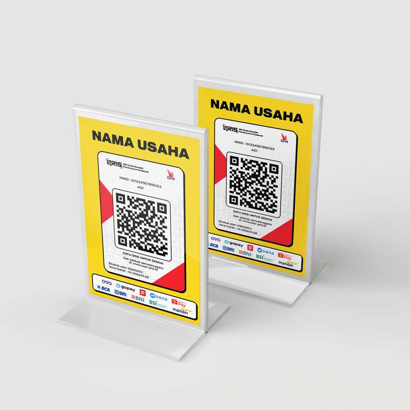 Acrylic QRIS Stand Tema Kuning - Image 1