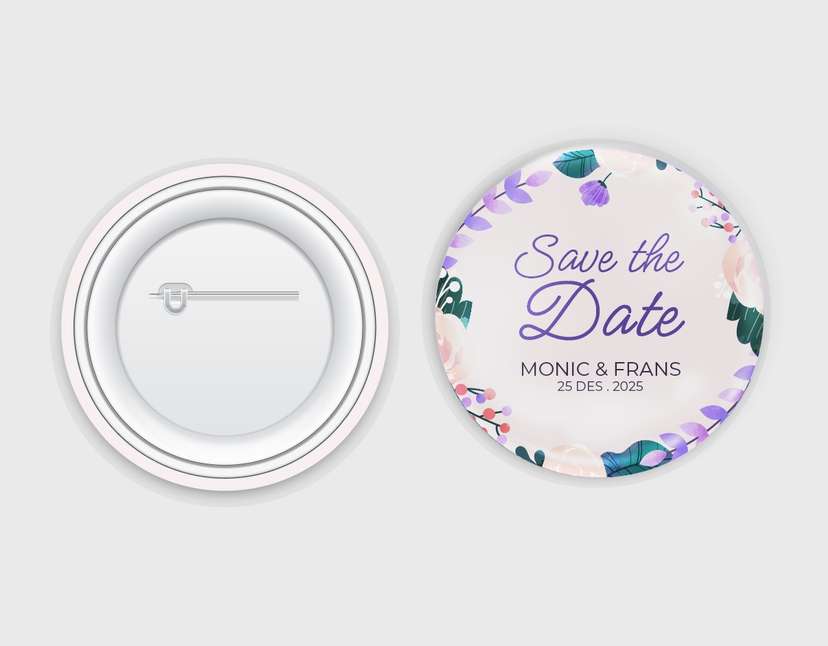 Romantic Floral Save the Date Pin Design - Image 1