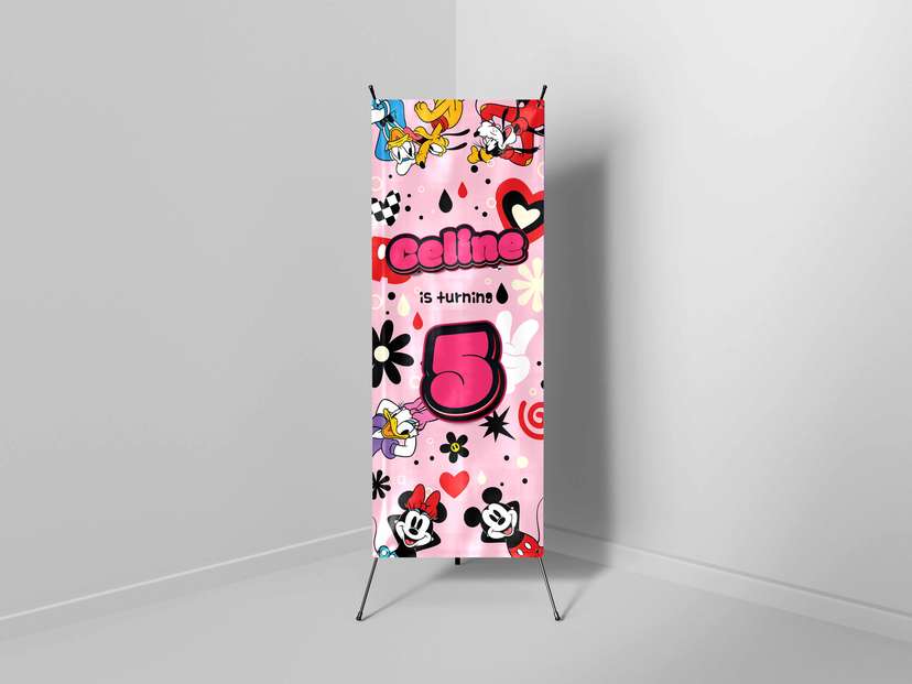 X-Banner Ulang Tahun Anak Tema Kartun Ceria - Image 1