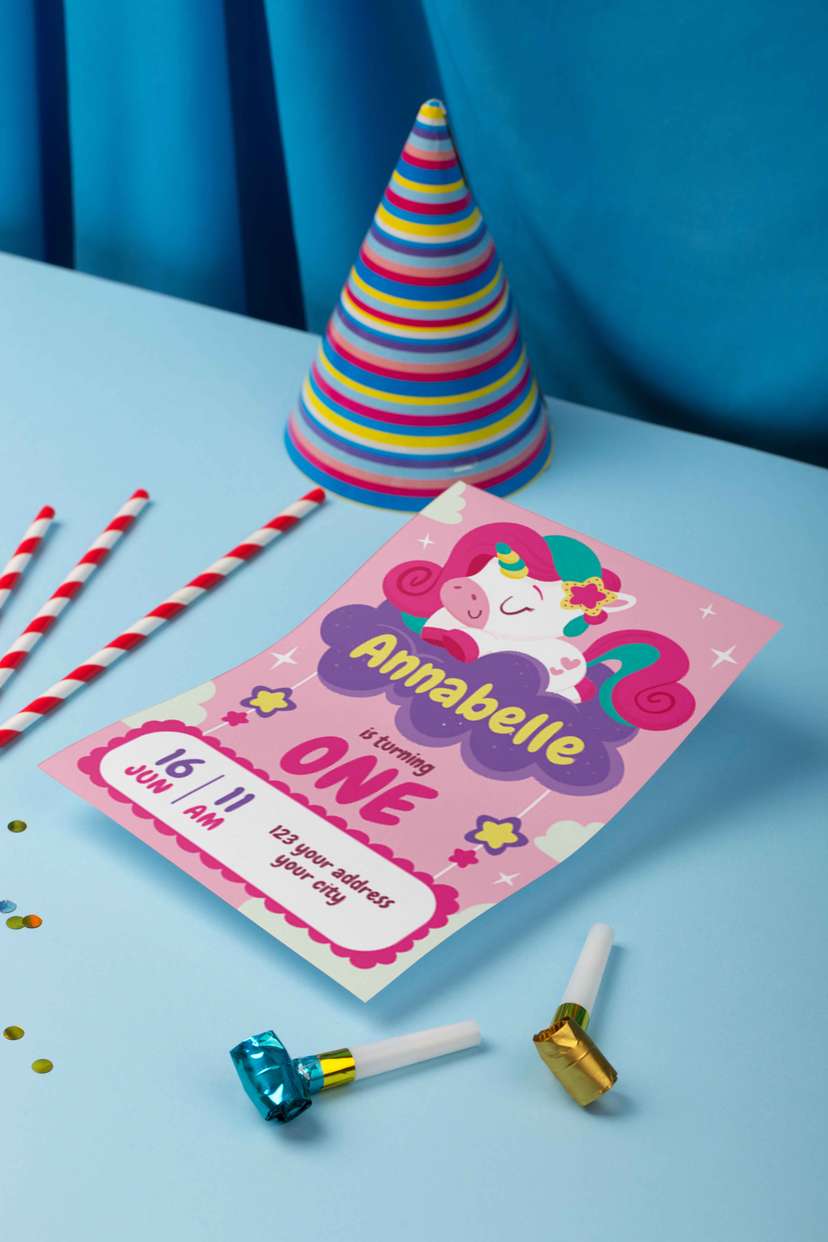 Undangan Ulang Tahun Unicorn Pastel - Image 1