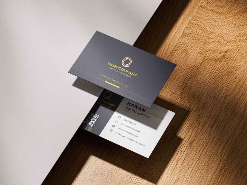 Kartu Nama Karyawan Perusahaan Tema Hitam Kuning - Image 1