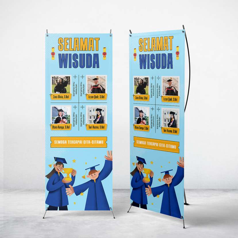 Standing Banner Wisuda Ceria & Inspiratif Tema Biru - Image 1