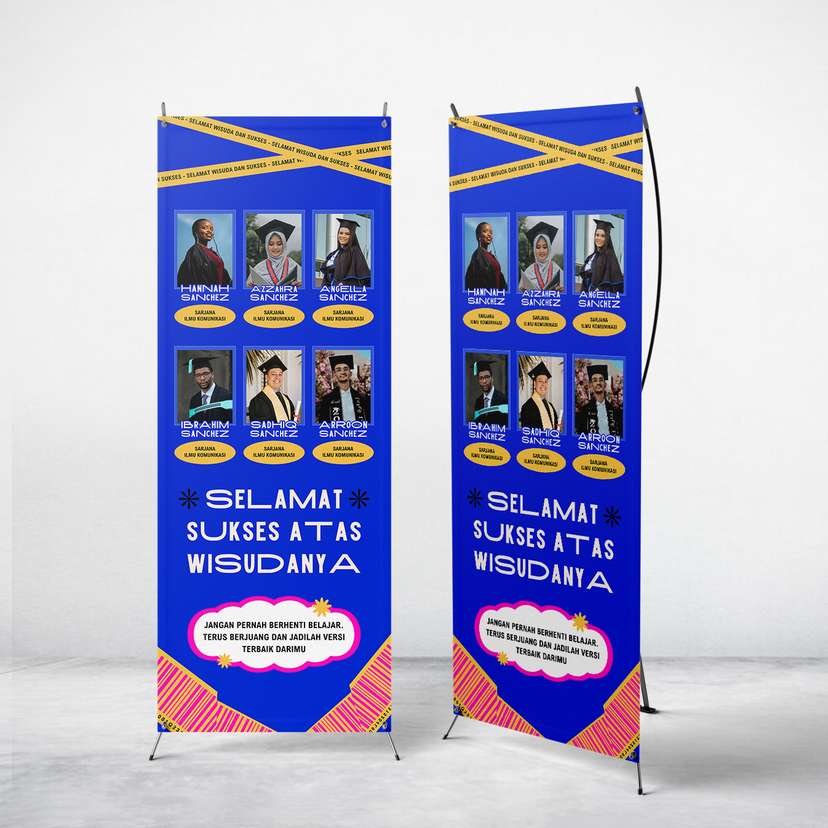 Standing Banner Wisuda dengan Nuansa Modern & Energik Tema Biru Elektrik - Image 1