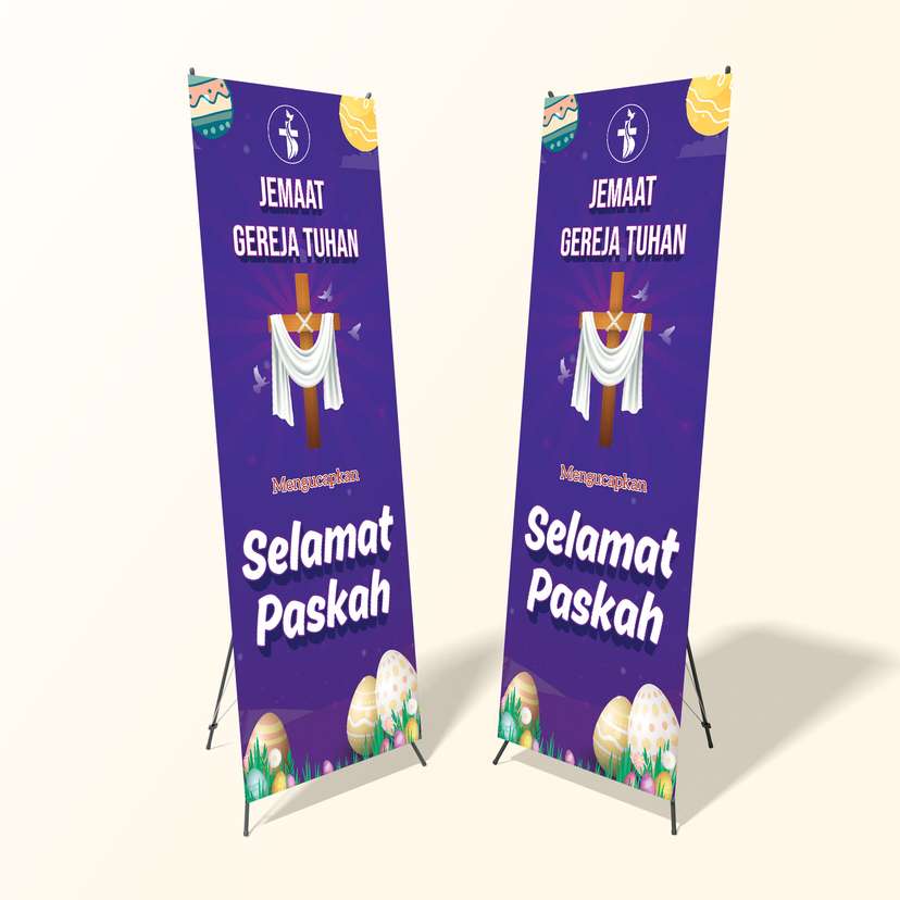 X Banner Paskah Tema Warna Ungu Tua - Image 1