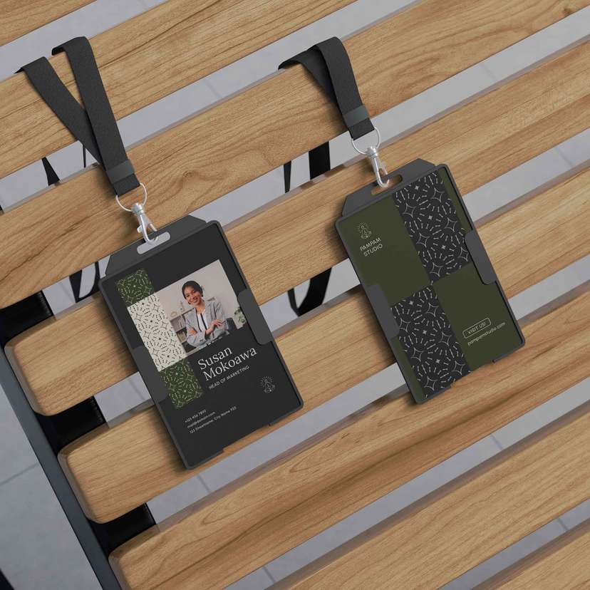 ID Card Elegan & Natural untuk Tim Kreatif Modern Tema Olive Green dan Hitam Pekat - Image 1