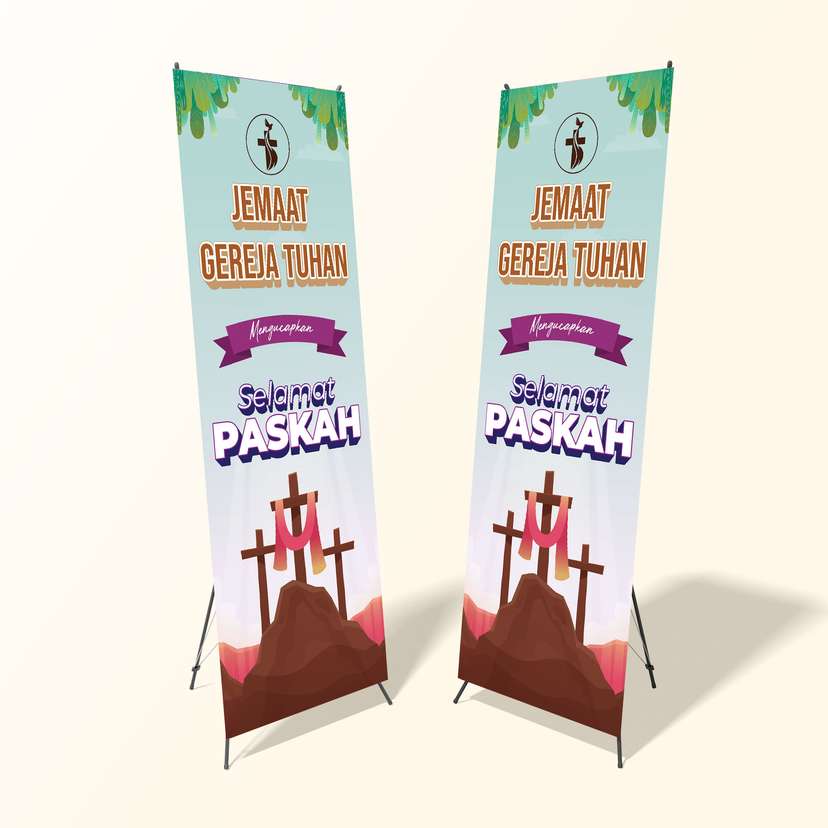 X Banner Paskah Tema Warna Biru Terang - Image 1