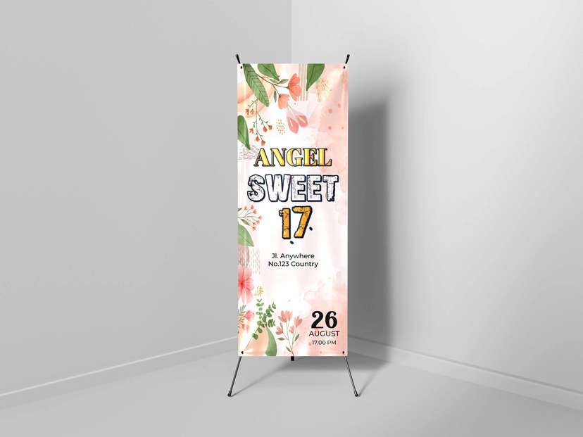 X-Banner Sweet Seventeen Floral Pastel - Image 1