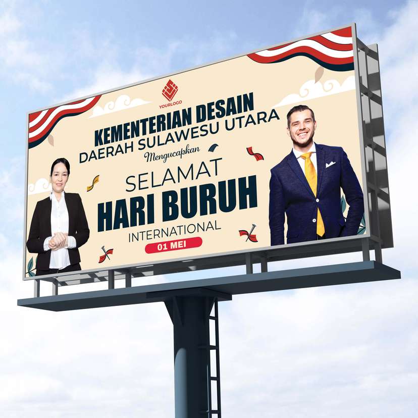 Baliho Ucapan Selamat Hari Buruh Krem - Image 1