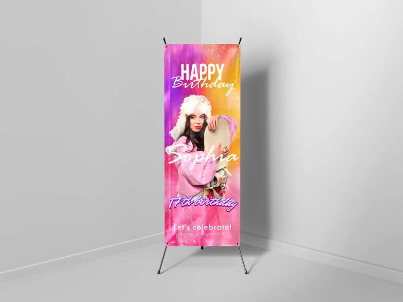 X-Banner Ulang Tahun Girly Vibes 17th Celebration - Image 1