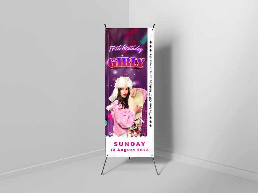 X-Banner Girly Birthday Party Sweet 17 Celebration - Image 1