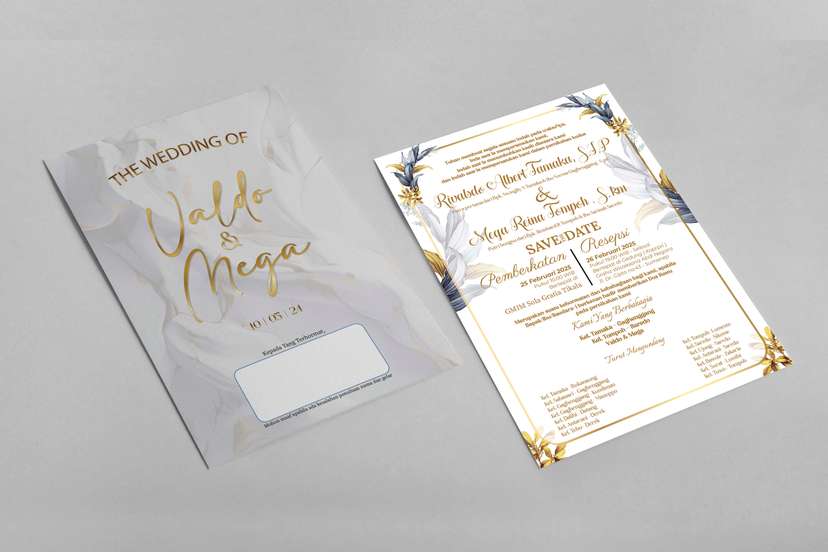 Undangan Wedding Kristen Simple Gold Putih - Image 1