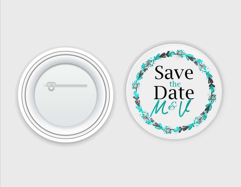 Pin Pernikahan Save the Date dengan Sentuhan Floral Elegan - Image 1