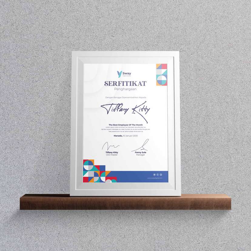 Sertifikat Penghargaan Bergaya Modern Minimalis dalam Bingkai Elegan - Image 1