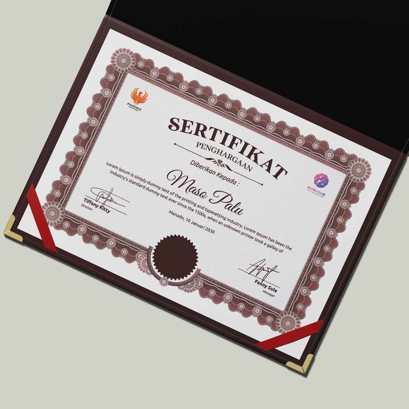 Sertifikat Penghargaan Elegan Bingkai Cokelat 🎖️ - Image 1