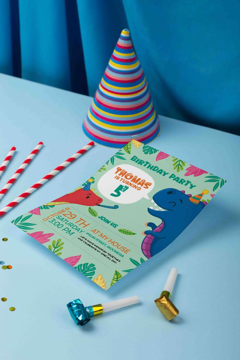 Undangan Ulang Tahun Anak Tema Dinosaurus Ceria - Image 1