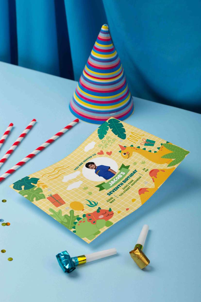 Undangan Ulang Tahun Anak Tema Dinosaurus Seru  - Image 1