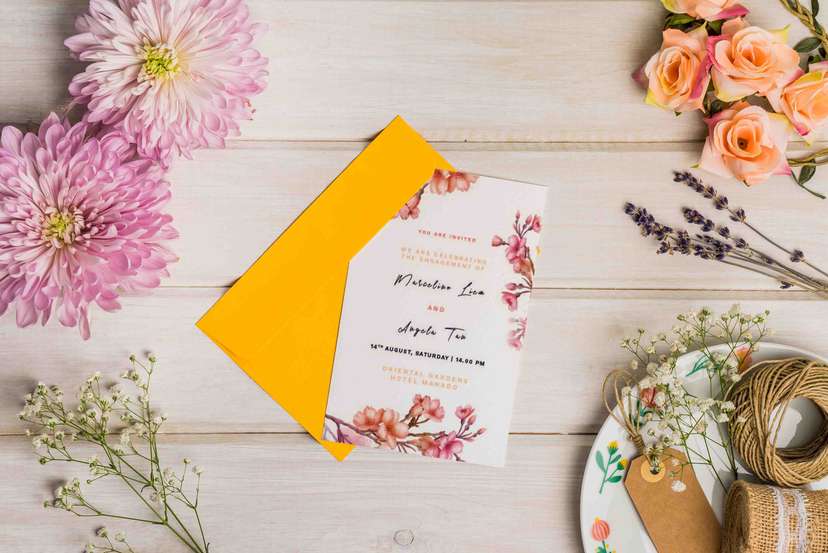 Undangan Tunangan Elegan dengan Nuansa Bunga Sakura - Image 1