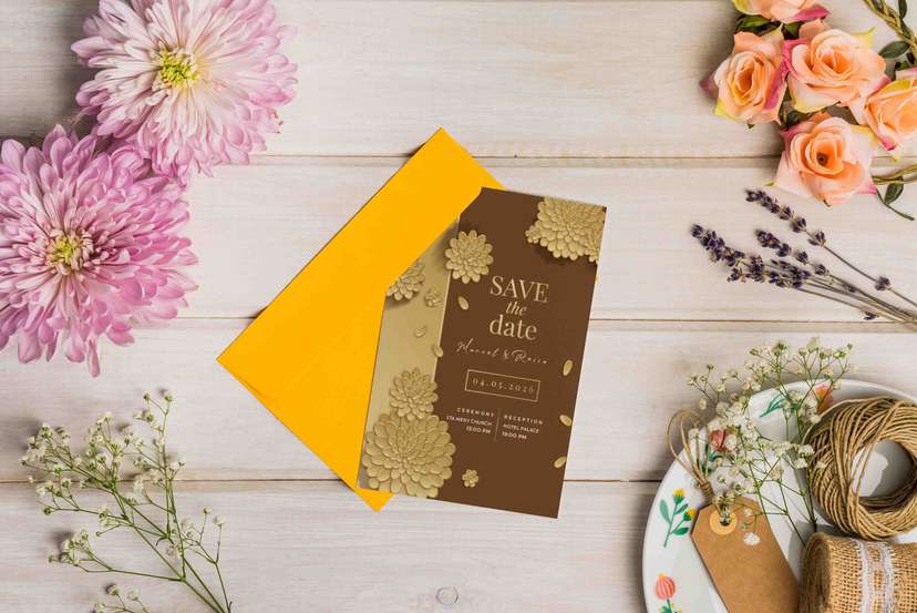 Undangan Pernikahan Elegan Bernuansa Emas dan Coklat - Image 1