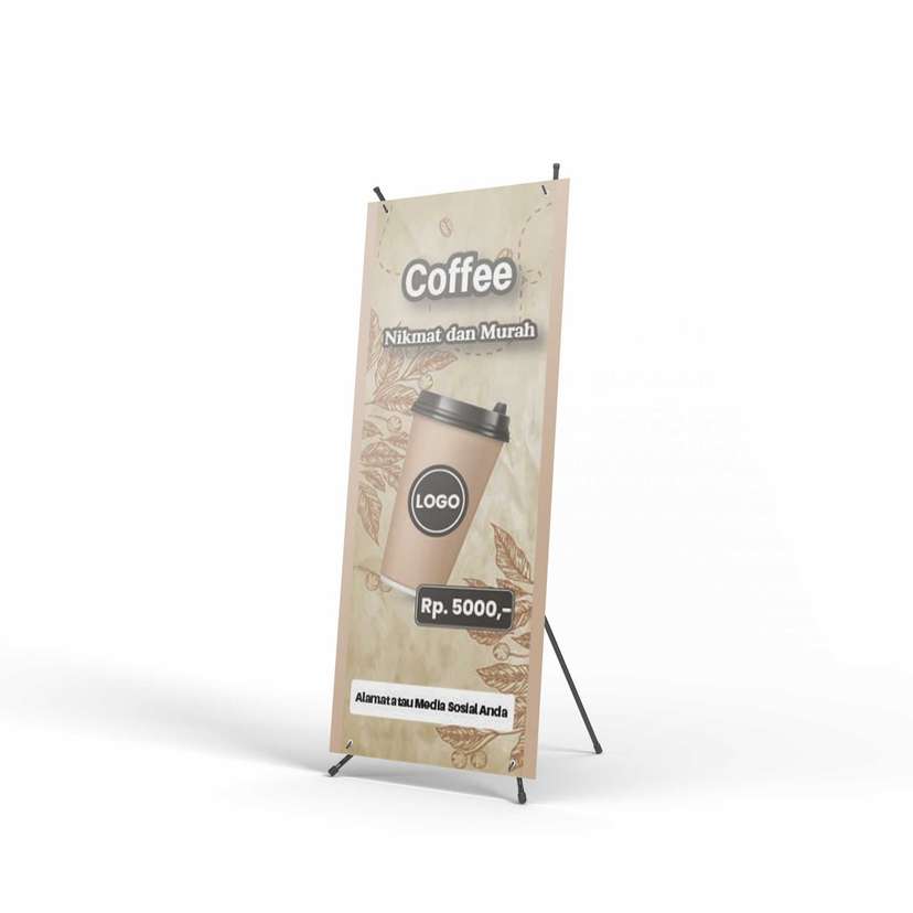 X Banner Kopi 1 Cup Elegan Coklat - Image 1