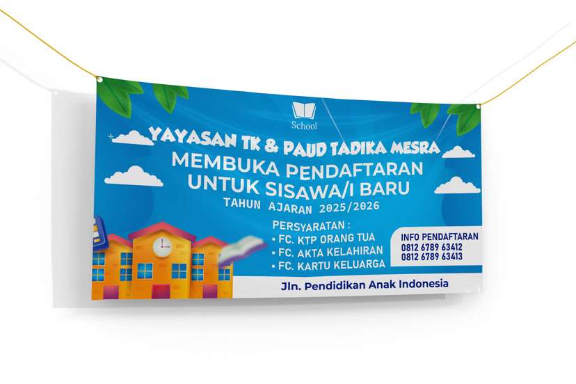 Banner Penerimaan Siswa Baru TK dan Paud Desing Simple Biru dan hijau simple - Image 1