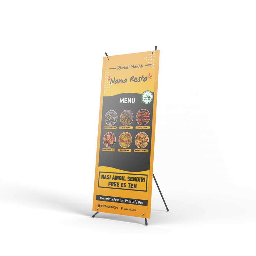 X Banner Menu Makanan Lengkap Kuning Hitam - Image 1