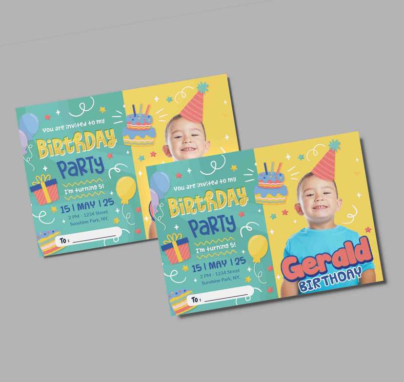 Undangan Ulang Tahun Ceria dengan Tema Pesta Balon dan Kue Ulang Tahun - Image 1