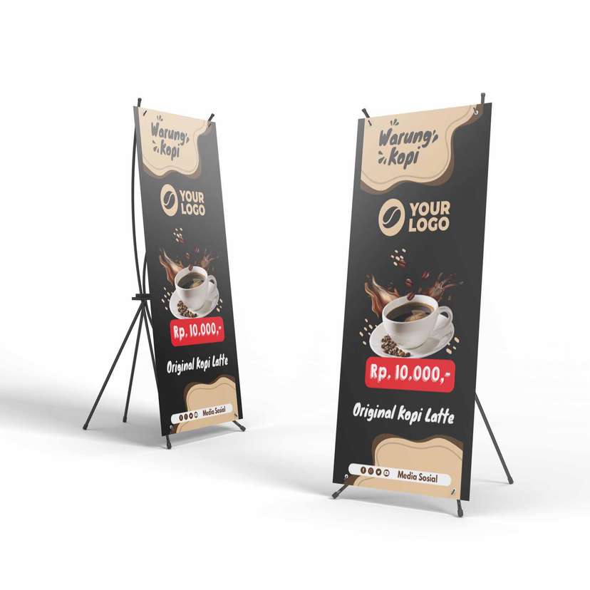 X Banner Kopi Spesial 1 Cup dengan Gambar Kopi - Image 1