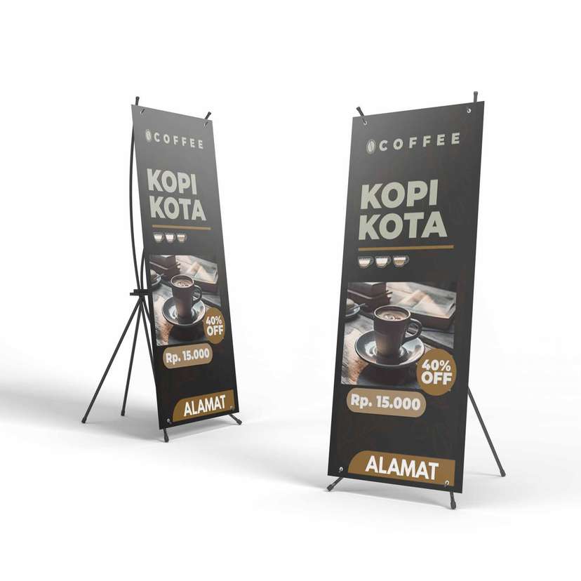 X Banner Kopi Kota Thema Daun Hitam - Image 1