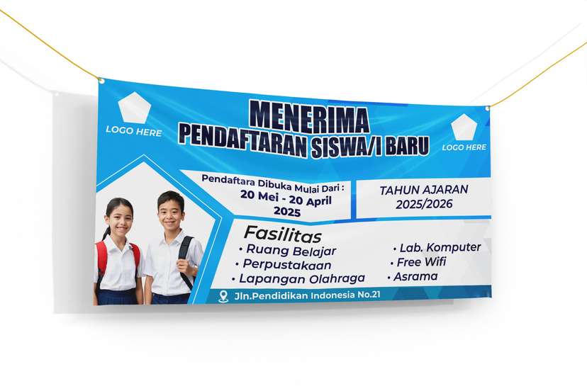 Banner Sekolah Penerimaan dan Pendaftaran Murid Baru Warna Hijau - Image 1