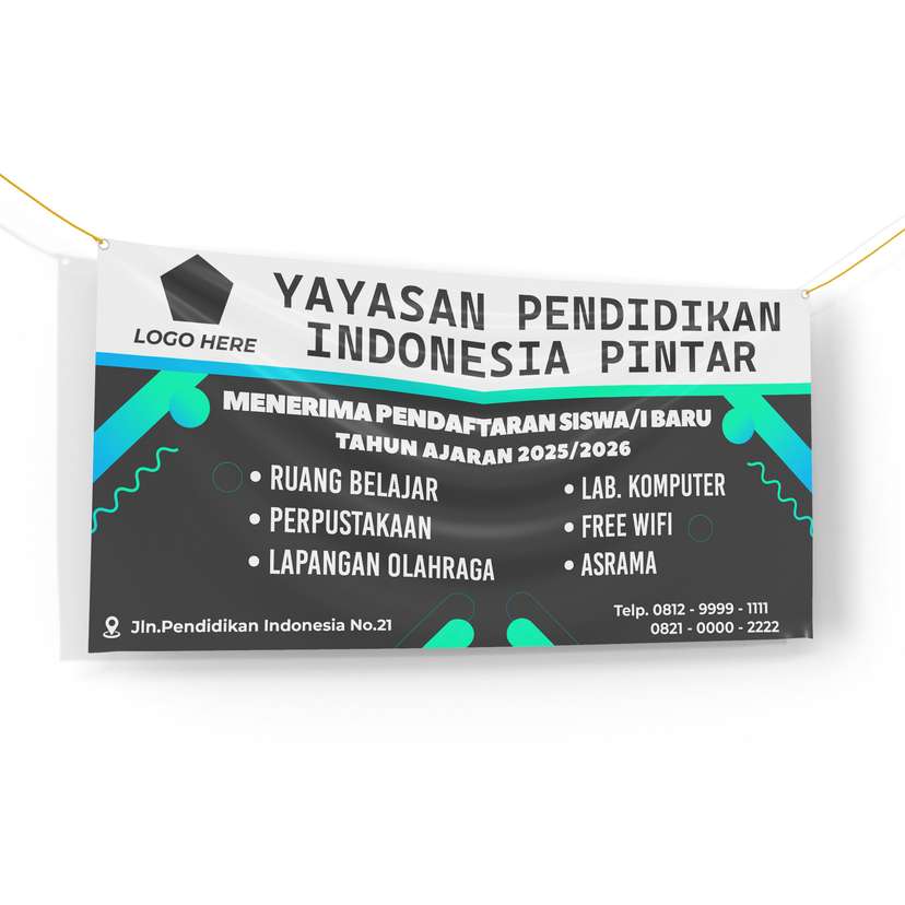 Banner Sekolah Penerimaan dan Pendaftaran Murid Baru Dengan Perpaduan Warna Hitam Yang Simple - Image 1
