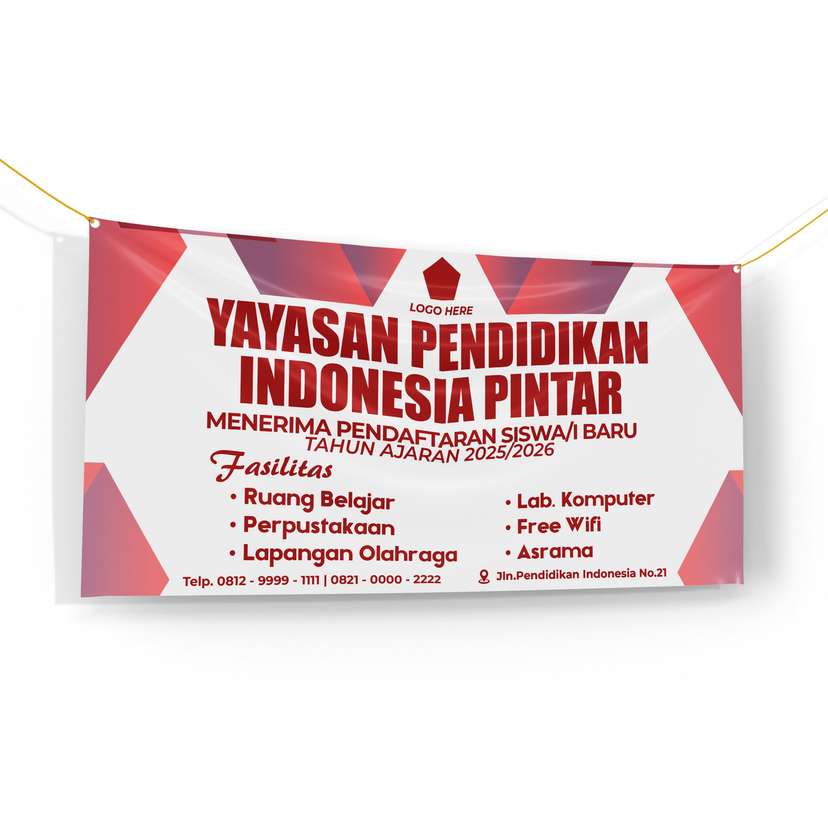 Banner Sekolah Penerimaan dan Pendaftaran Murid Baru Yang Simple Dengan Warna Merah Putih - Image 1