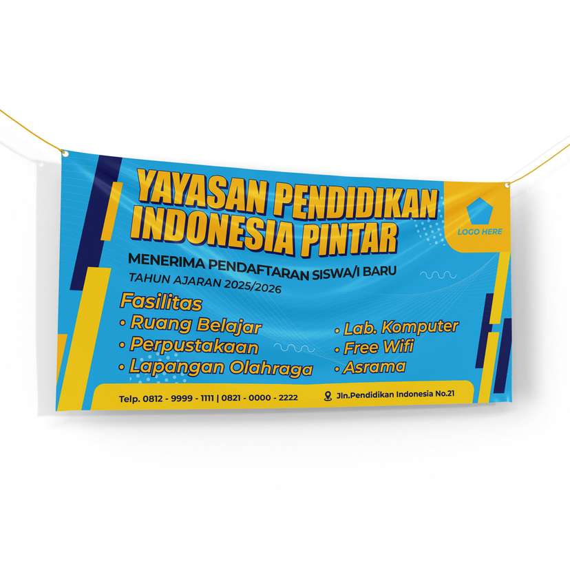 Banner Sekolah Penerimaan dan Pendaftaran Murid Baru Yang Simple Dengan Latar Biru Muda - Image 1