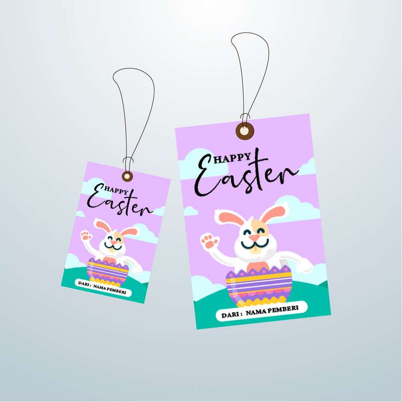 HangTag Paskah Kelinci Taman Pink Soff - Image 1