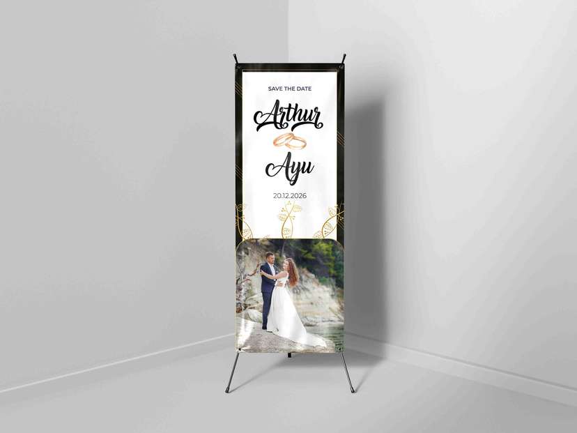 X-Banner Save The Date Pernikahan dengan Sentuhan Elegan dan Foto Pasangan - Image 1