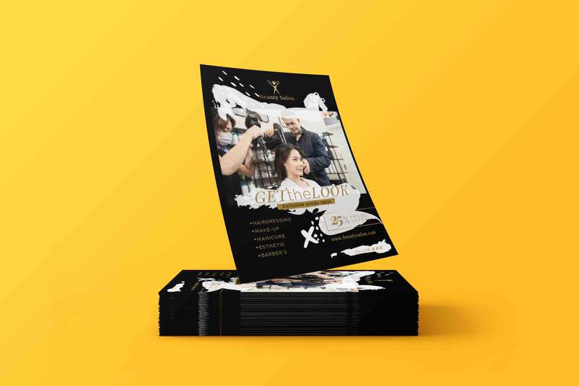 Flyer Promo Beauty Salon Modern dengan Sentuhan Brushstroke Artistik - Image 1