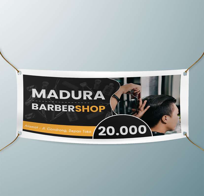Baliho Promosi Madura Barbershop: Cukur Terjangkau Hanya Rp20.000 - Image 1