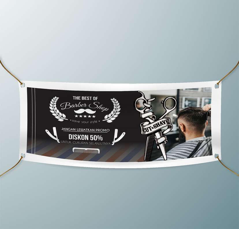 Baliho Promo The Best Barber Shop: Diskon 50% untuk Cukur Selanjutnya - Image 1