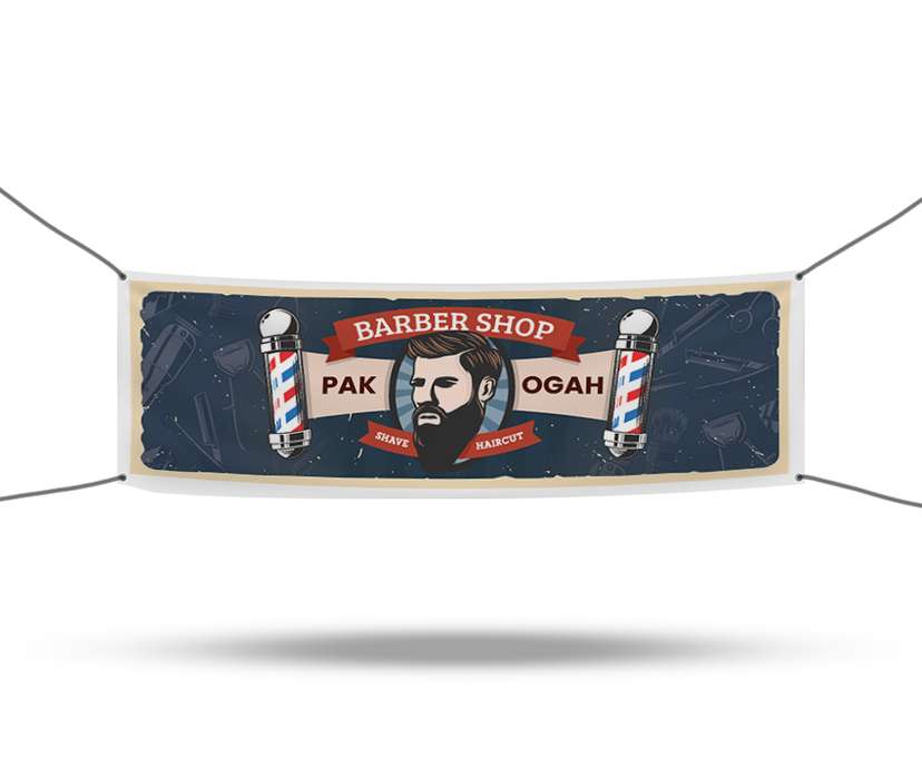 Baliho Barber Shop Pak Ogah: Cukur dengan Gaya yang Unik - Image 1